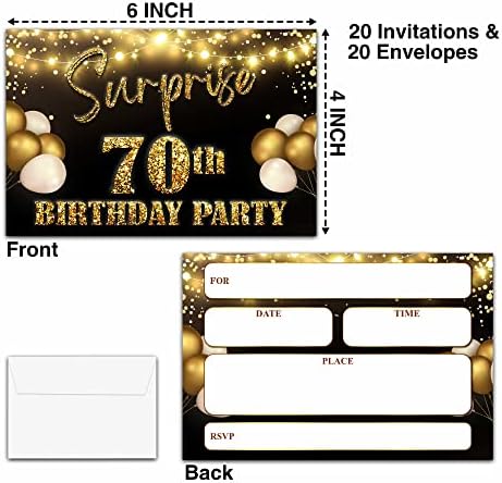 YSTEP 70th Birthday Party Invitations Foil Balloon Cards