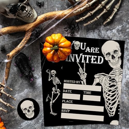 Whaline 25 Piece Halloween Invitation Set with Envelopes and Stickers