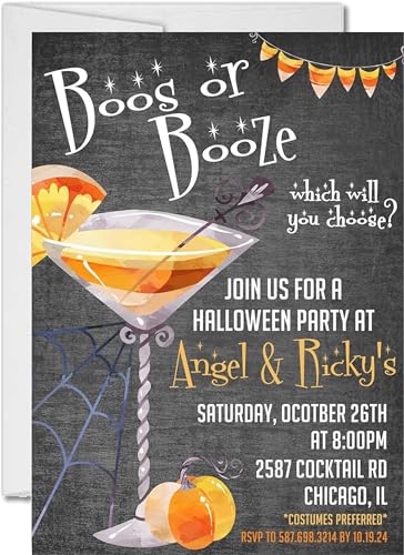 Adult Halloween Booze Cocktail Party Invites With Envelopes