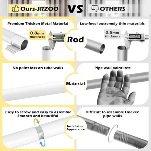 JRZOO White Curtain Rods 18-45 with Ball Finials