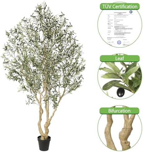 Realead 8ft Artificial Olive Tree with Realistic Leaves and Olives