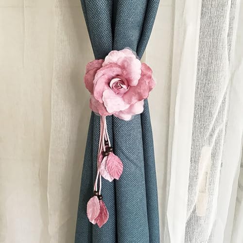 2 Pcs Pink Country Style Flower Curtain Tiebacks