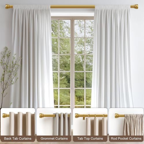 Modern Gold Curtain Rod with Solid Metal Finials 1 Diameter