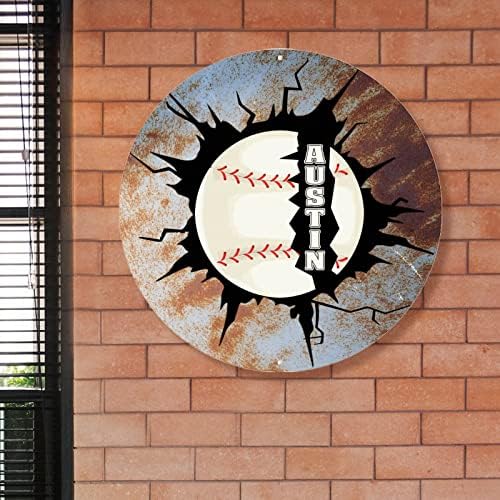 Burst Ball Baseball Welcome Door Sign Metal Wall Art