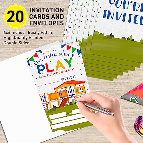 Birthday Invitations for Boy Kids Park with Envelopes Set of 20