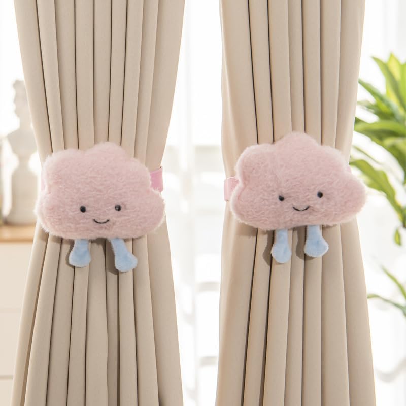 Cute Cloud Curtain Tieback 2PACK Pink Holdback