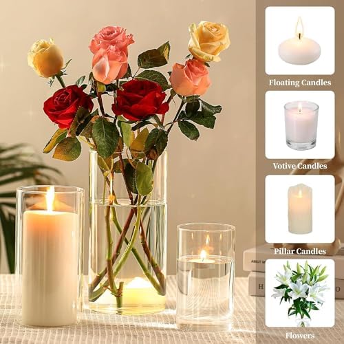 Yshengood 18PCS Clear Glass Hurricane Candle Holder Set