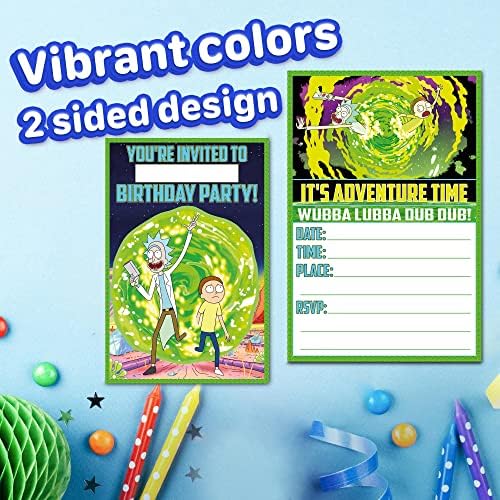 Set of 20 Anime Science Birthday Invites with Envelopes