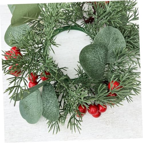 VOSAREA Christmas Candle Wreath with Pine Cones and Poinsettia