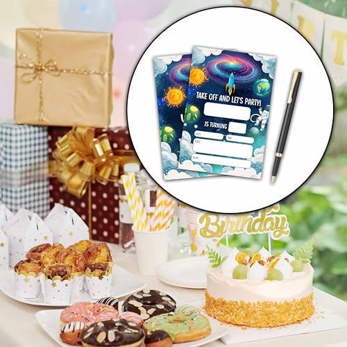 Outer Space Birthday Invitations with Envelopes A28