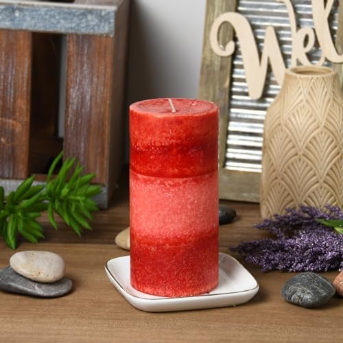 6 Inch Tritone Red Scented Pillar Candle 1