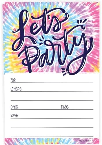 Tie Dye Birthday Invites With Envelopes 20 Count