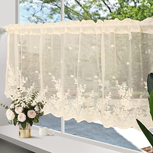 Zhh E-Commerce Beige Floral Valance Window Treatment