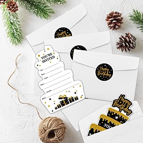 REWIDPARTY Birthday Invitations Set of 15 with Envelopes and Stickers