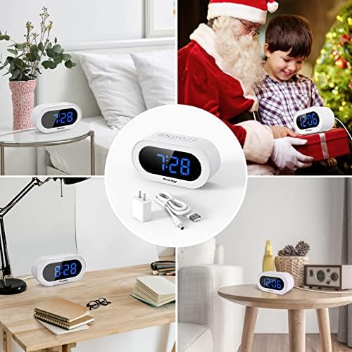 REACHER Small LED Digital Alarm Clock with Snooze and Brightness Control