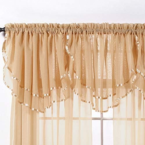 Stylemaster Elegance Sheer Voile Ascot Valance 60x24 Bisque