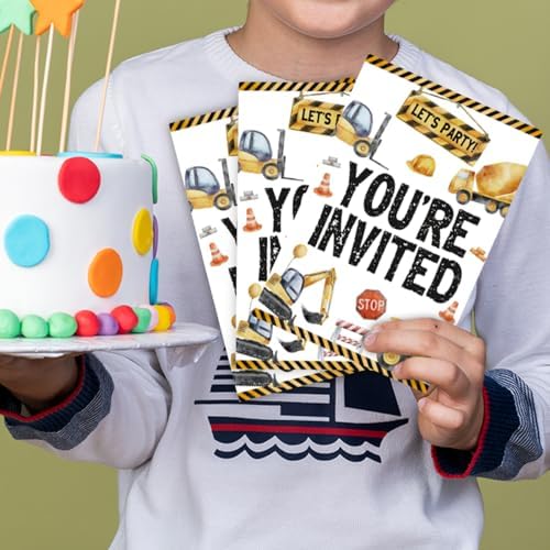 Construction Birthday Party Invitations with Dump Truck Design
