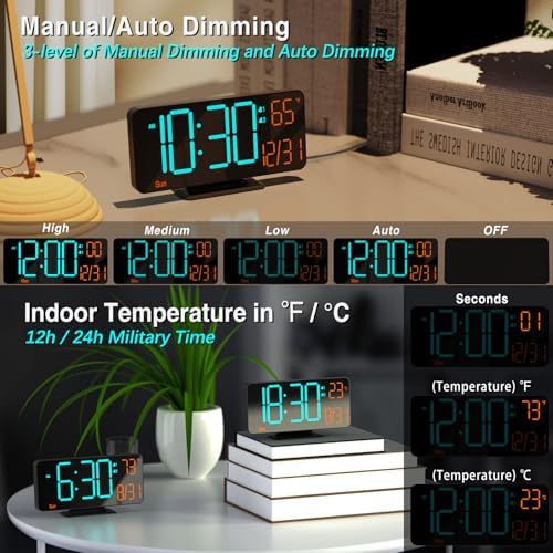 Kosumosu 67 Inch Black Digital Clock with Dual Alarm