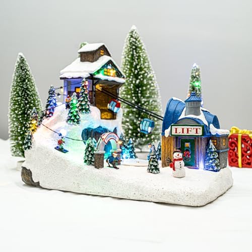 Animated Christmas Village with LED Lights and Music