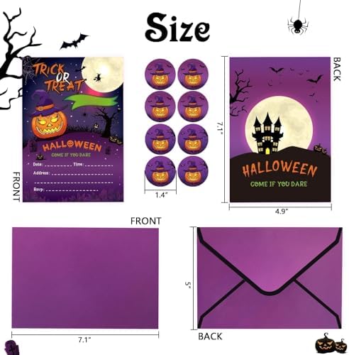 24 Set Halloween Birthday Invitations with Envelopes Stickers
