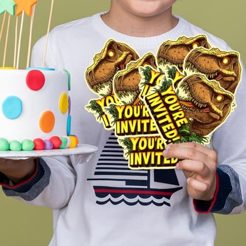 T-Rex Birthday Party Invitations Set for Kids 30 Cards and Envelopes