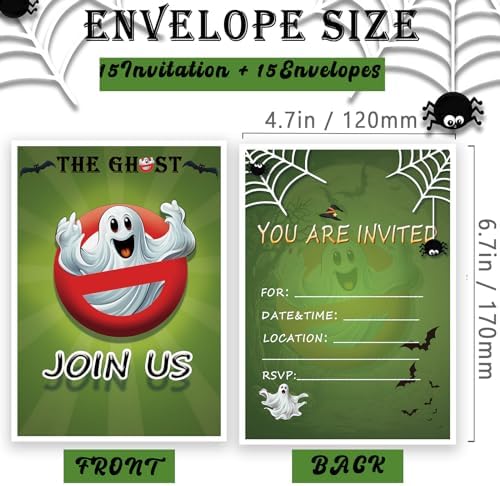 Ghost Party Invitation Cards Halloween Magic Theme Spiderweb Design