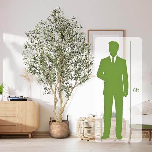 Realead 8ft Artificial Olive Tree with Realistic Leaves and Olives