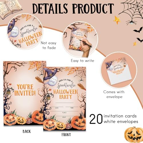 Vintage Halloween Party Invitations Cards with Envelopes