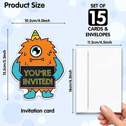 RZHV 15 Pack Monster Birthday Invitations Cards