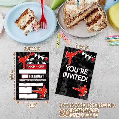 Ninjas Birthday Invitations with Envelopes 20PCS