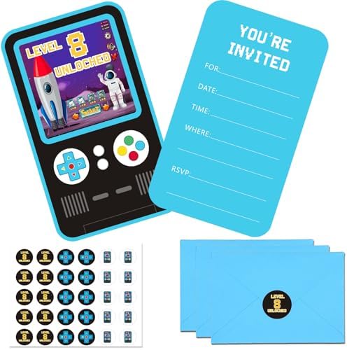 30 Pack Video Game Birthday Invitations for Boys