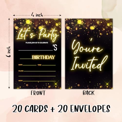 Lets Party Birthday Invites 20 Double Sided with Envelopes