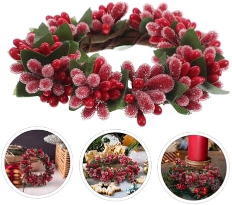 Artificial Red Berries Candle Wreath Decor