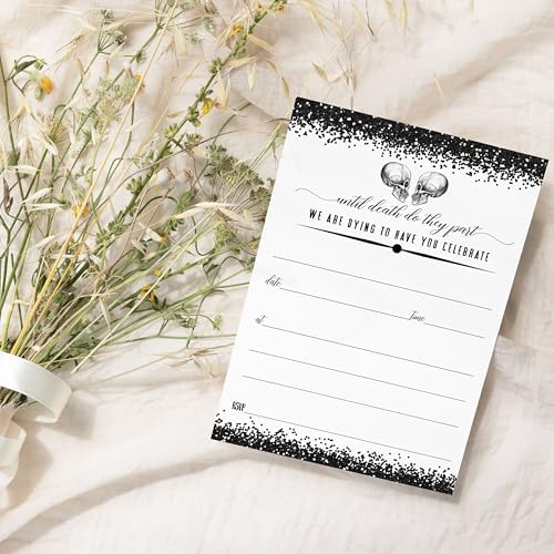 Glam Skull Halloween Invitations with Envelopes - 25 Pack