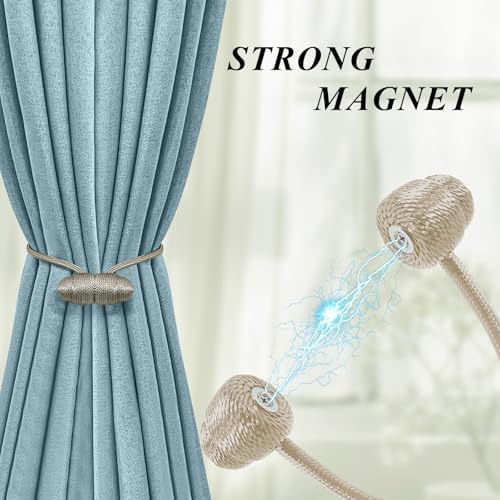 Tifanso Beige Magnetic Curtain Holdbacks - 4pcs Set