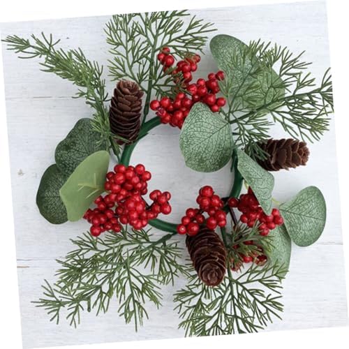 BESTYASH Christmas Candle Ring Wreath Artificial Decor