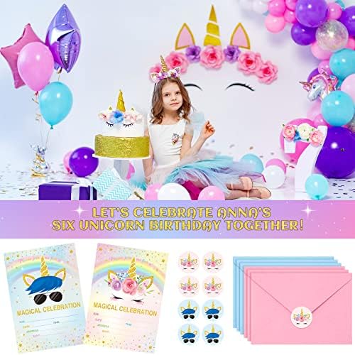 Tallew Unicorn Party Invitation Set 24pcs