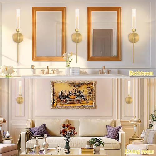 Gold Wall Candle Sconce Set of 2 for Living Room and Fireplace