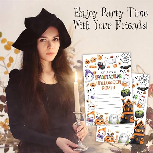 Spooktacular Halloween Party Invitations - 25 Double Sided Fill In Cards With Envelopes