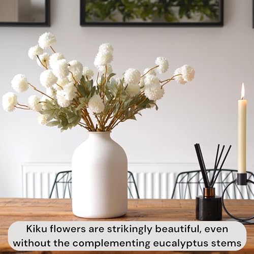 RyddeligHome White Faux Flowers for Vase - 10 Stems Eucalyptus