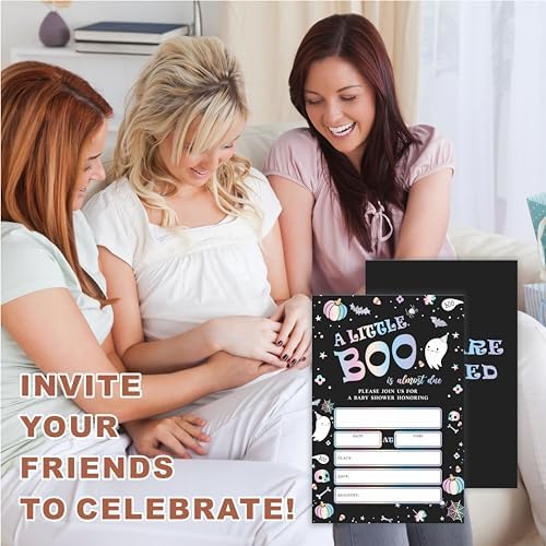 A Little Boo Is Almost Due Halloween Baby Shower Invites Set C09