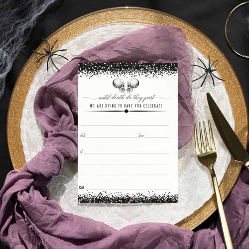 Glam Skull Halloween Invitations with Envelopes - 25 Pack
