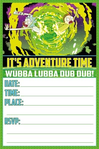Set of 20 Anime Science Birthday Invites with Envelopes