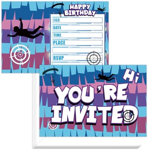 Hipoxa 24 Pcs Gaming Birthday Invites for Boys with Llama Design