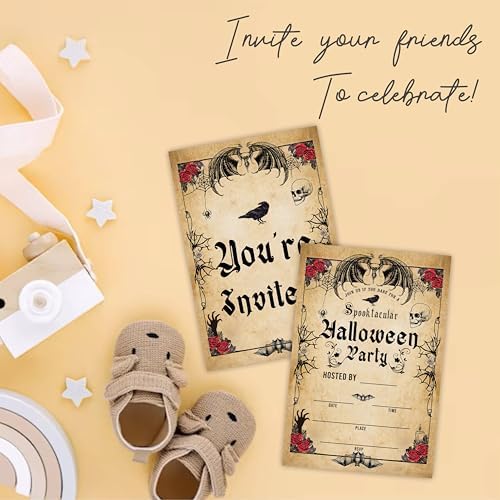 Spooktacular Halloween Party Invitations - 25 Retro Design With Envelopes