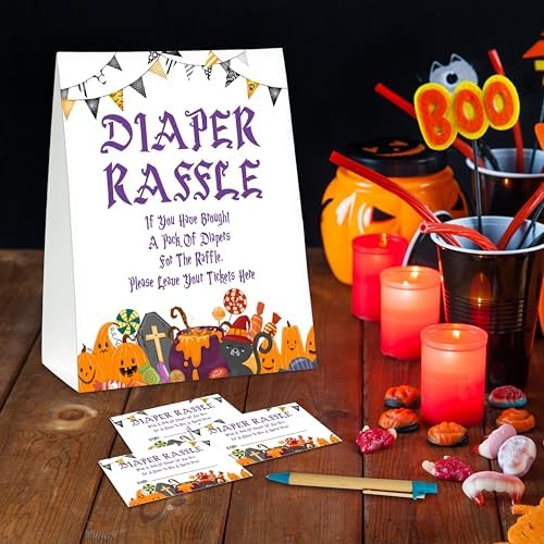 Halloween Diaper Raffle Game Sign And Tickets
