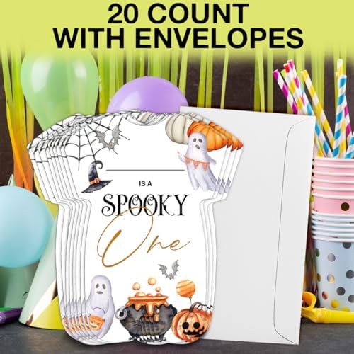 Halloween 1st Birthday Invitations Set of 20 with Envelopes