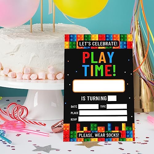 Building Blocks Birthday Invitations Set of 20 with Envelopes