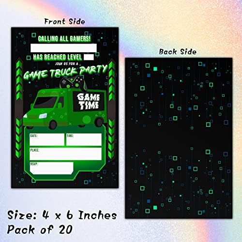 Neon Glow Gaming Birthday Invites - 20 Pack