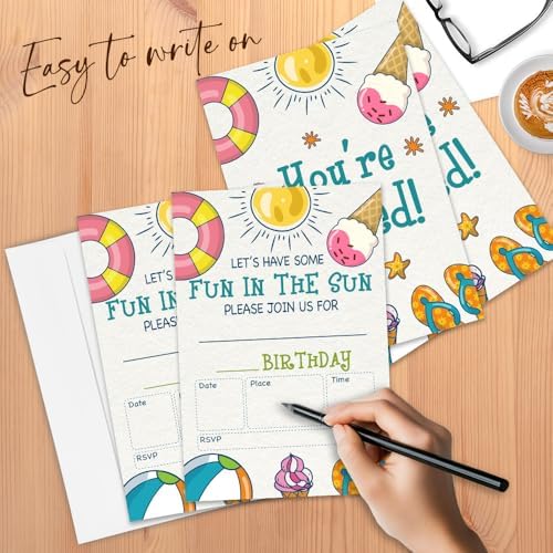 Pool Party Birthday Invitation Cards 4x6 Double Sided
